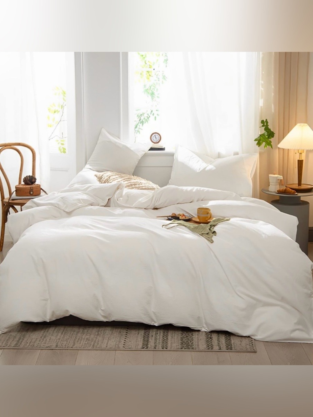 KING SIZE 100% Cotton DUVET COVER BREATHABLE & WATERPROOF - WHITE